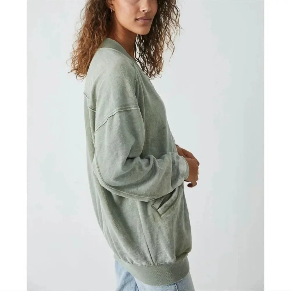 Free People Robby Bomber / Washed Army M - Picture 3 of 16